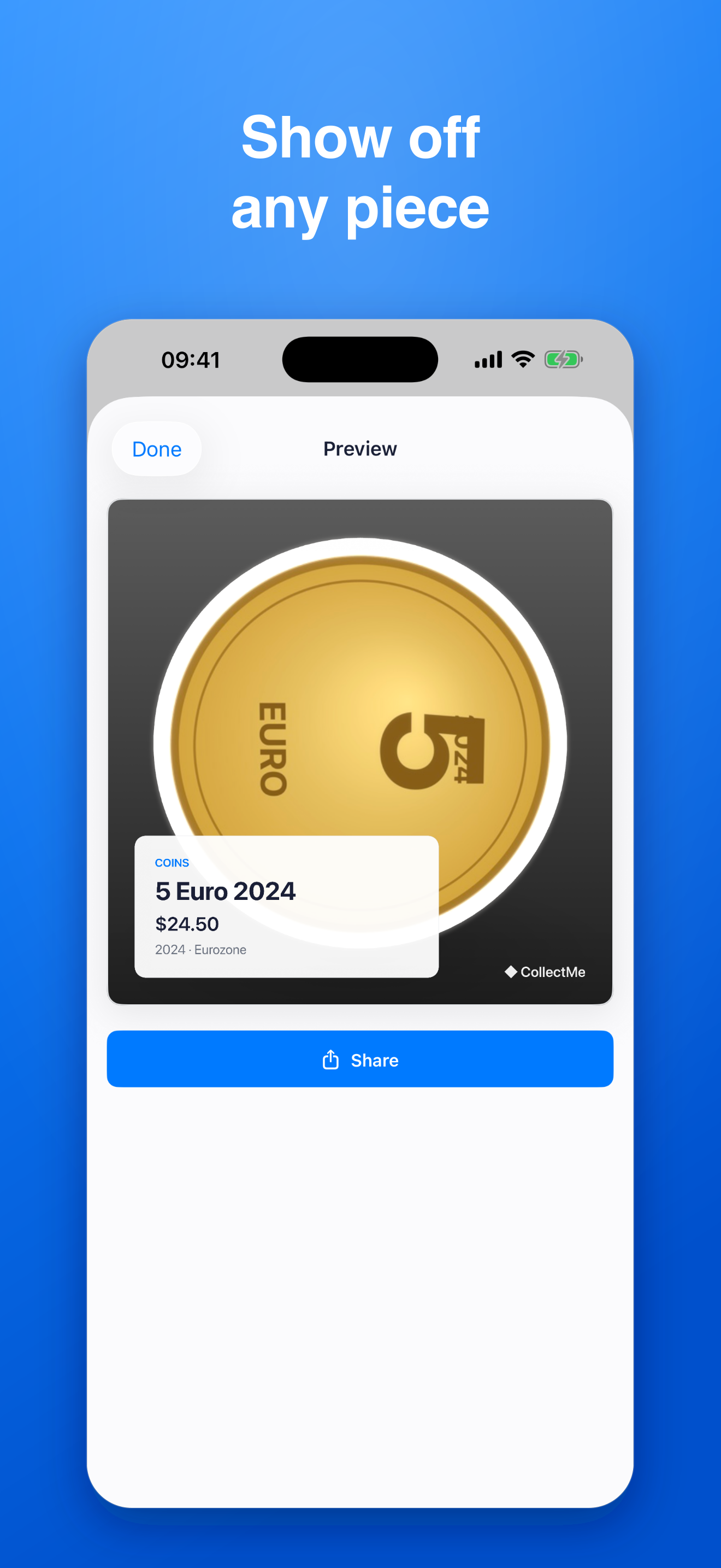 CollectMe branded share card